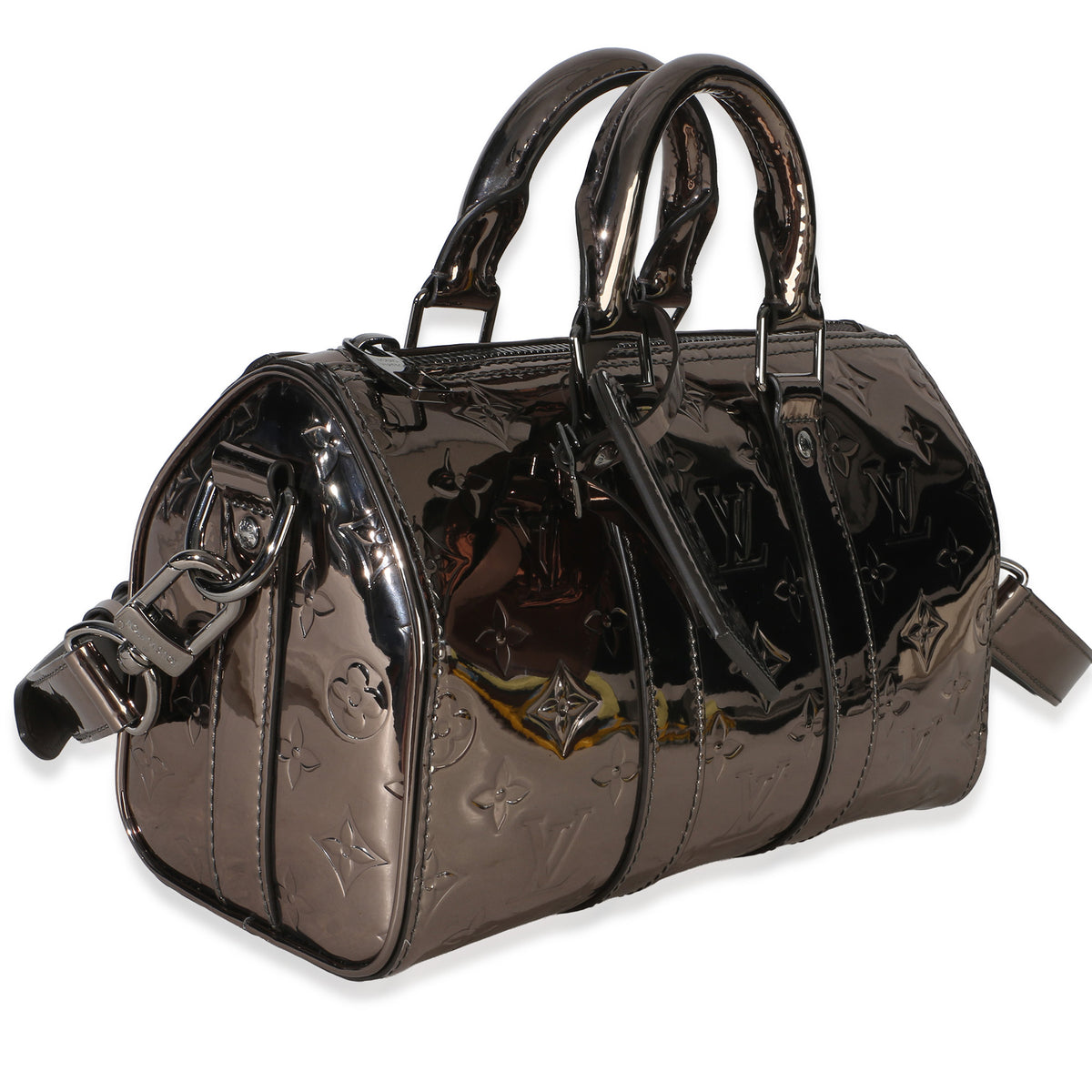 Louis Vuitton Gunmetal Mirror Monogram Heritage Keepall Bandouliere 25 Handbag 3