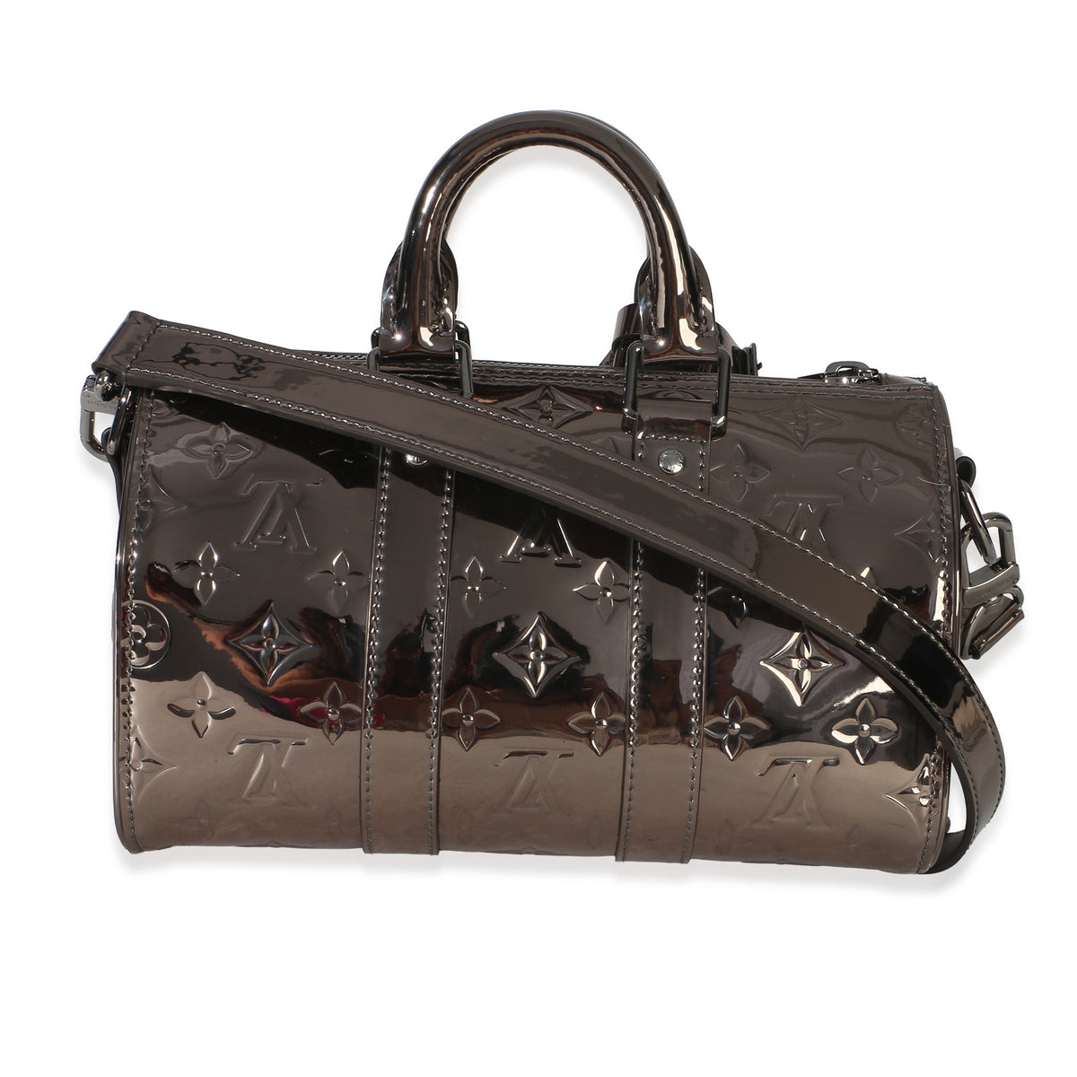 Louis Vuitton Gunmetal Mirror Monogram Heritage Keepall Bandouliere 25 Handbag 4