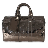 Louis Vuitton Gunmetal Mirror Monogram Heritage Keepall Bandouliere 25 Handbag fv