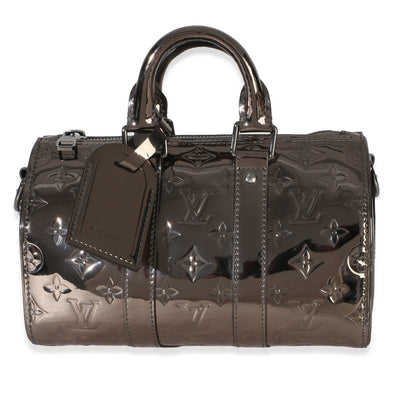 Louis Vuitton Gunmetal Mirror Monogram Heritage Keepall Bandouliere 25 Handbag fv