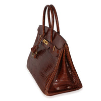 Hermès Miel Shiny Porosus Crocodile Birkin 35 GHW Handbag 2