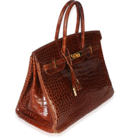 Hermès Miel Shiny Porosus Crocodile Birkin 35 GHW Handbag 3