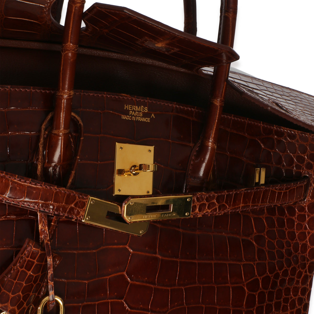 Hermès Miel Shiny Porosus Crocodile Birkin 35 GHW Handbag 8