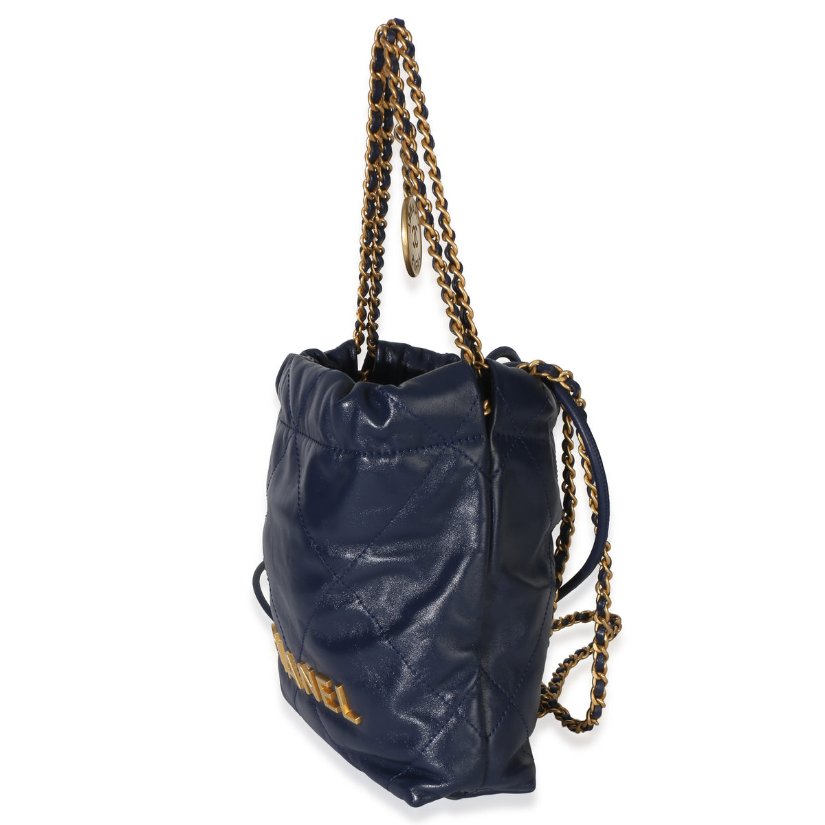 Chanel Navy Quilted Calfskin  22 Mini Hobo Handbag 2