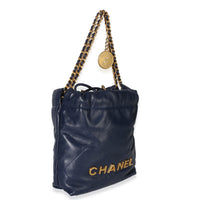Chanel Navy Quilted Calfskin  22 Mini Hobo Handbag 3