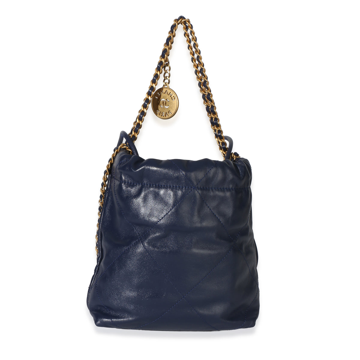 Chanel Navy Quilted Calfskin  22 Mini Hobo Handbag 4