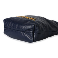 Chanel Navy Quilted Calfskin  22 Mini Hobo Handbag 7