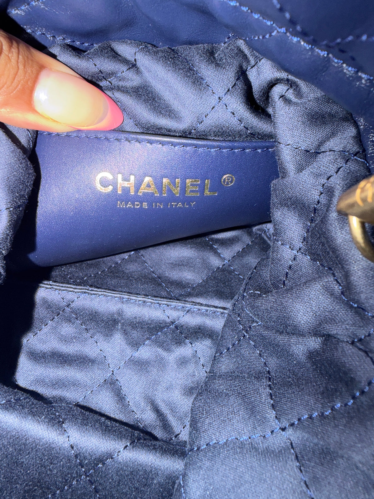 Chanel Navy Quilted Calfskin  22 Mini Hobo Handbag ad3