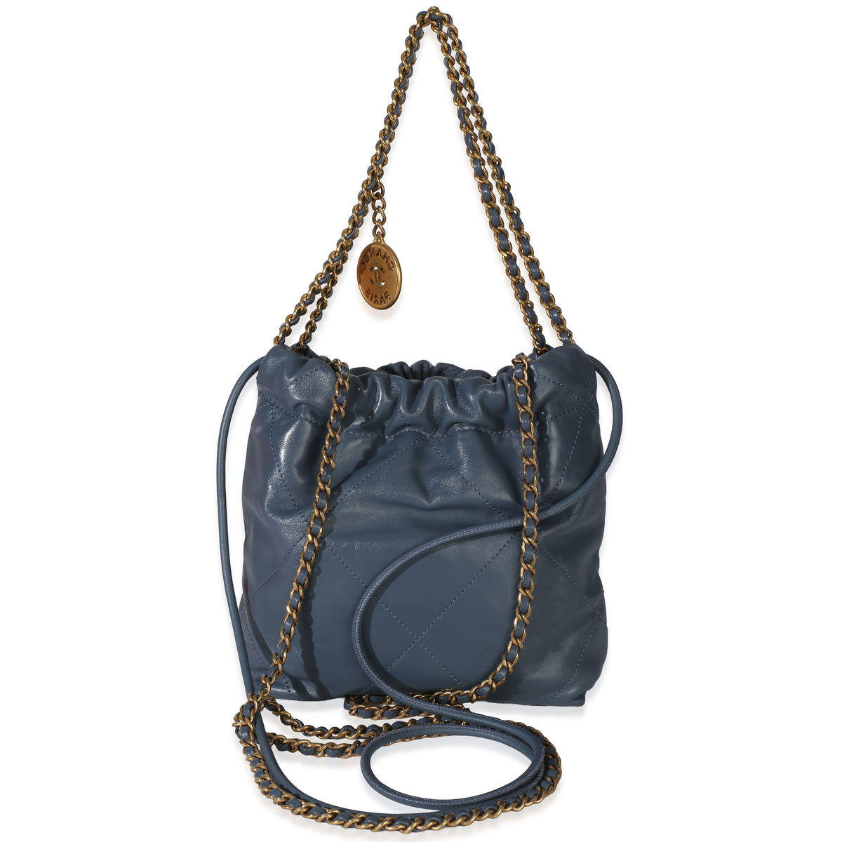 Chanel Blue Quilted Calfskin  22 Mini Hobo Handbag 4