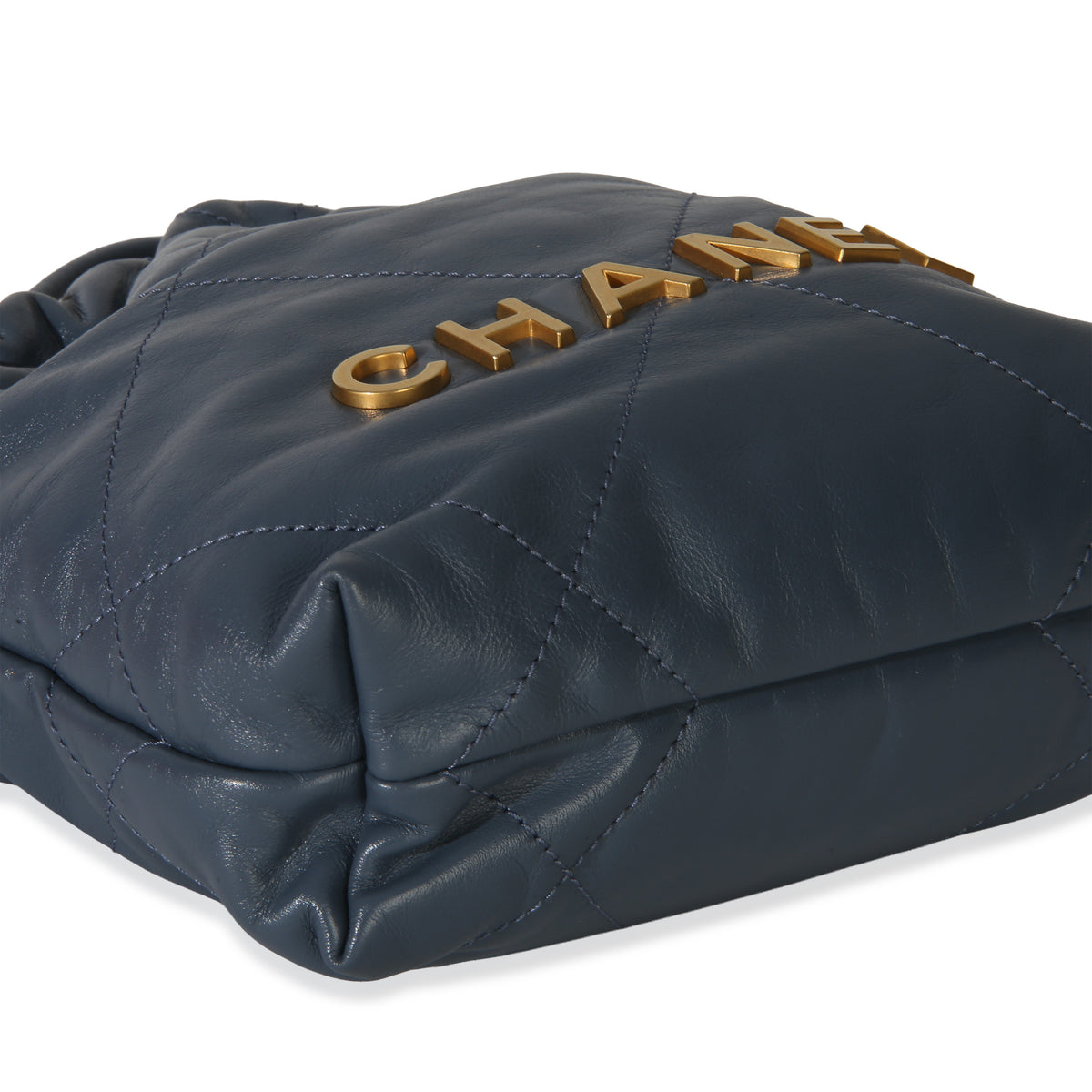 Chanel Blue Quilted Calfskin  22 Mini Hobo Handbag 7