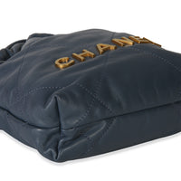Chanel Blue Quilted Calfskin  22 Mini Hobo Handbag 7