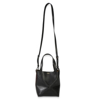 Loewe Black Shiny Calfskin Mini Puzzle Fold Tote Handbag fv