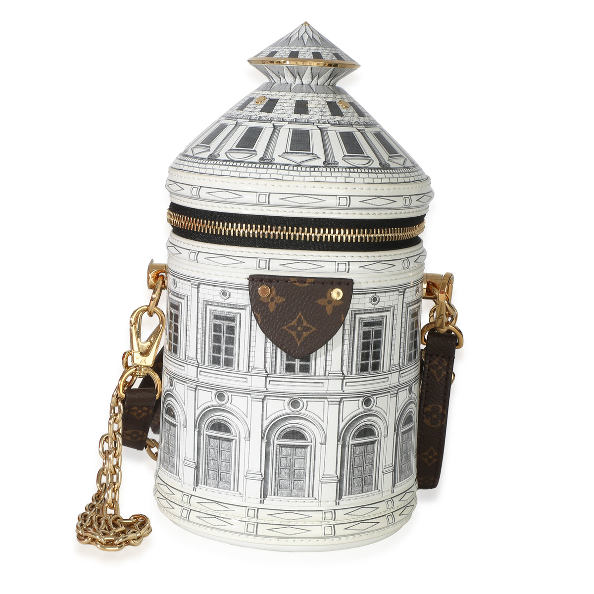 Louis Vuitton Patent Monogram X FORNASETTI Architettura Cannes Handbag fv