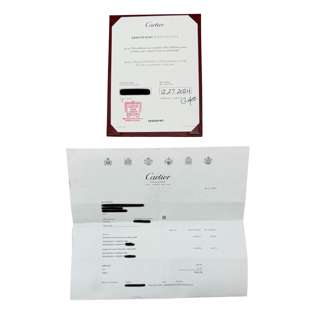 Cartier White Gold  Santos Bracelet box