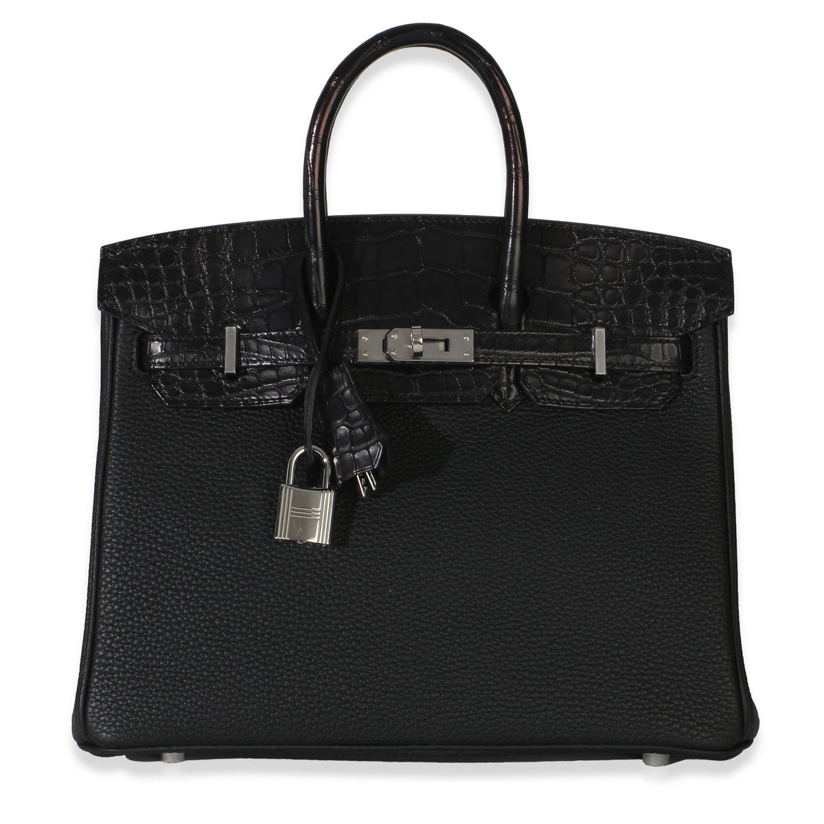 Hermès Black Togo Mississippiensis Matte Alligator Touch Birkin 25 PHW Handbag 1