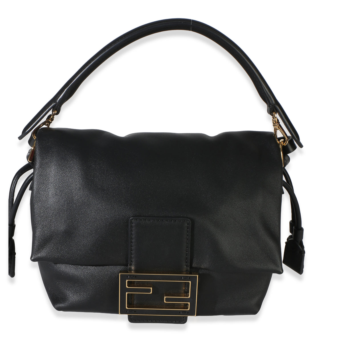 Fendi Black Nappa Small Mamma Baguette Handbag fv