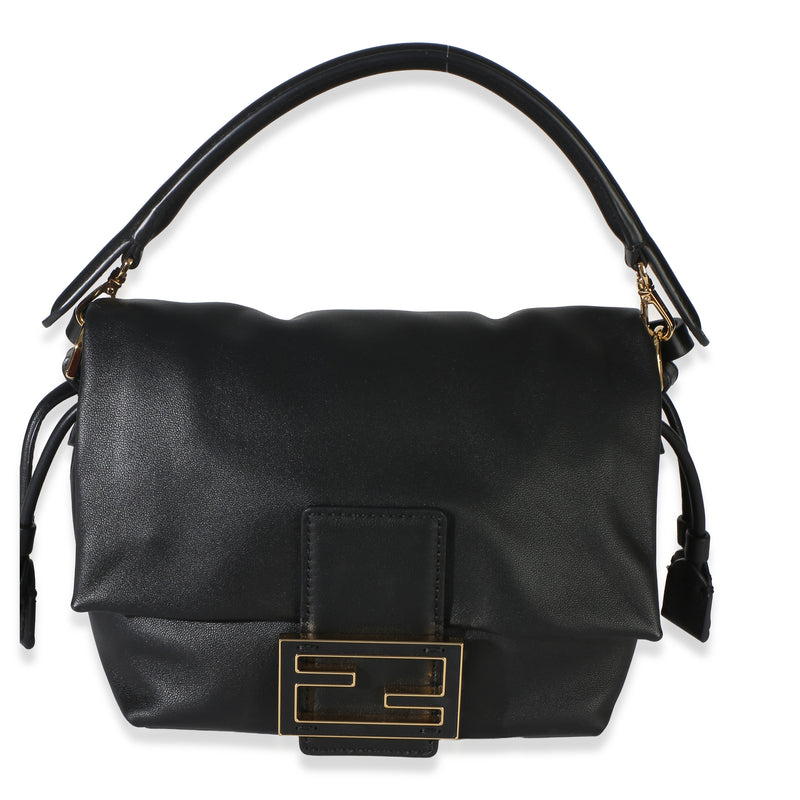 Fendi Black Nappa Small Mamma Baguette Handbag fv