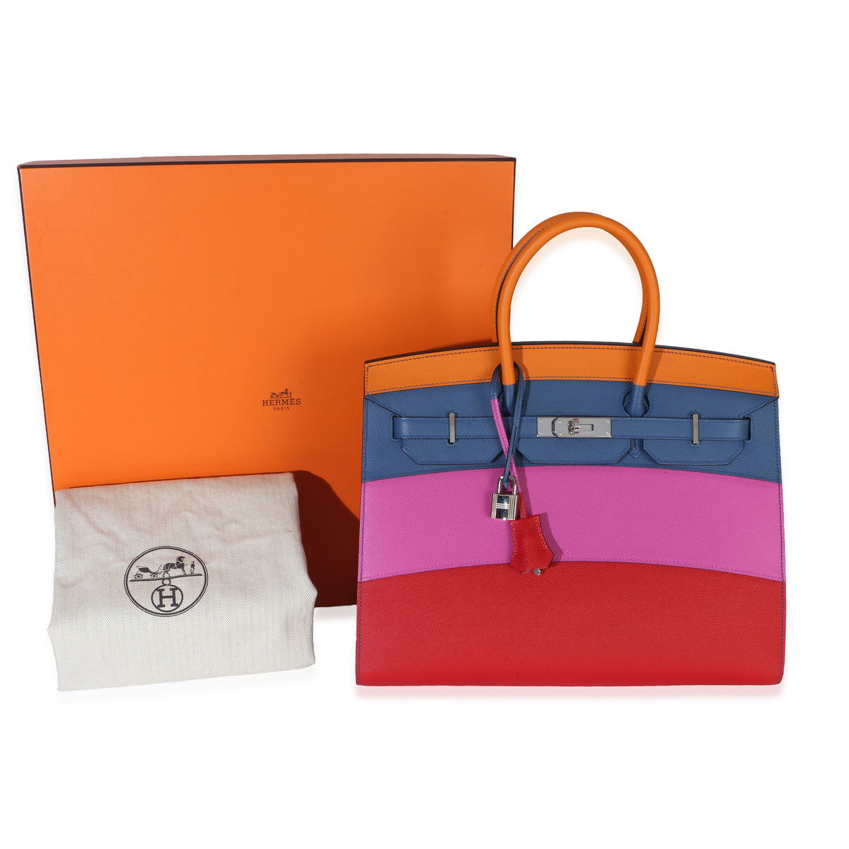 Hermès Abricot Agate Magnolia Rouge Casaque Epsom Sunset Sellier Birkin 35 PHW Handbag 7