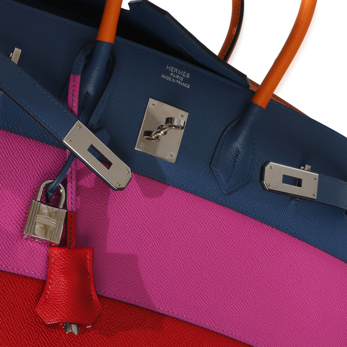 Hermès Abricot Agate Magnolia Rouge Casaque Epsom Sunset Sellier Birkin 35 PHW Handbag 8