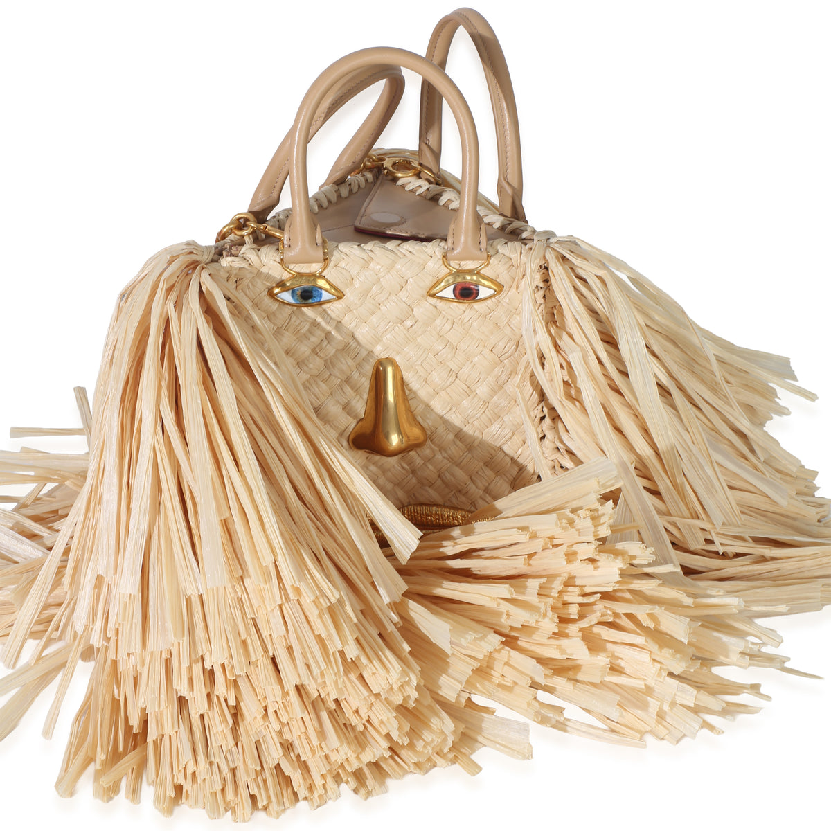 Schiaparelli Natural Raffia Triple Anatomy Jewelry Bag Handbag 3
