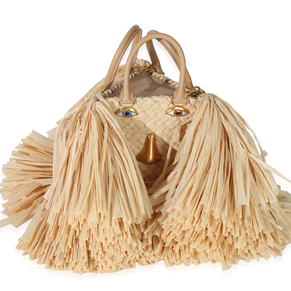 Schiaparelli Natural Raffia Triple Anatomy Jewelry Bag Handbag 4