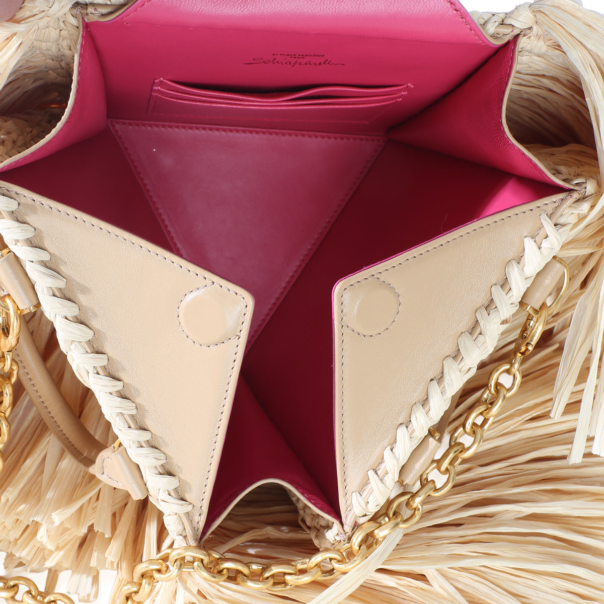 Schiaparelli Natural Raffia Triple Anatomy Jewelry Bag Handbag 7