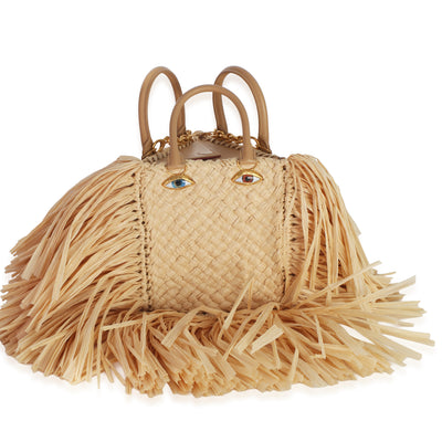 Schiaparelli Natural Raffia Triple Anatomy Jewelry Bag Handbag fv