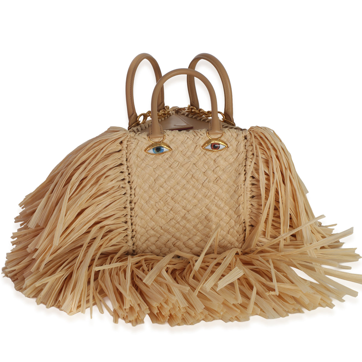 Schiaparelli Natural Raffia Triple Anatomy Jewelry Bag Handbag fv