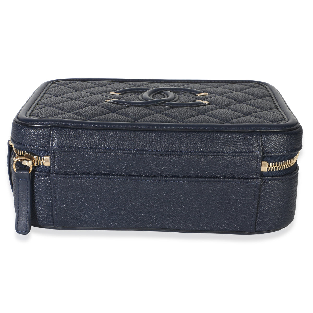 Chanel Navy Quilted Caviar Medium Filigree Vanity Case Handbag 5