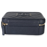 Chanel Navy Quilted Caviar Medium Filigree Vanity Case Handbag 5