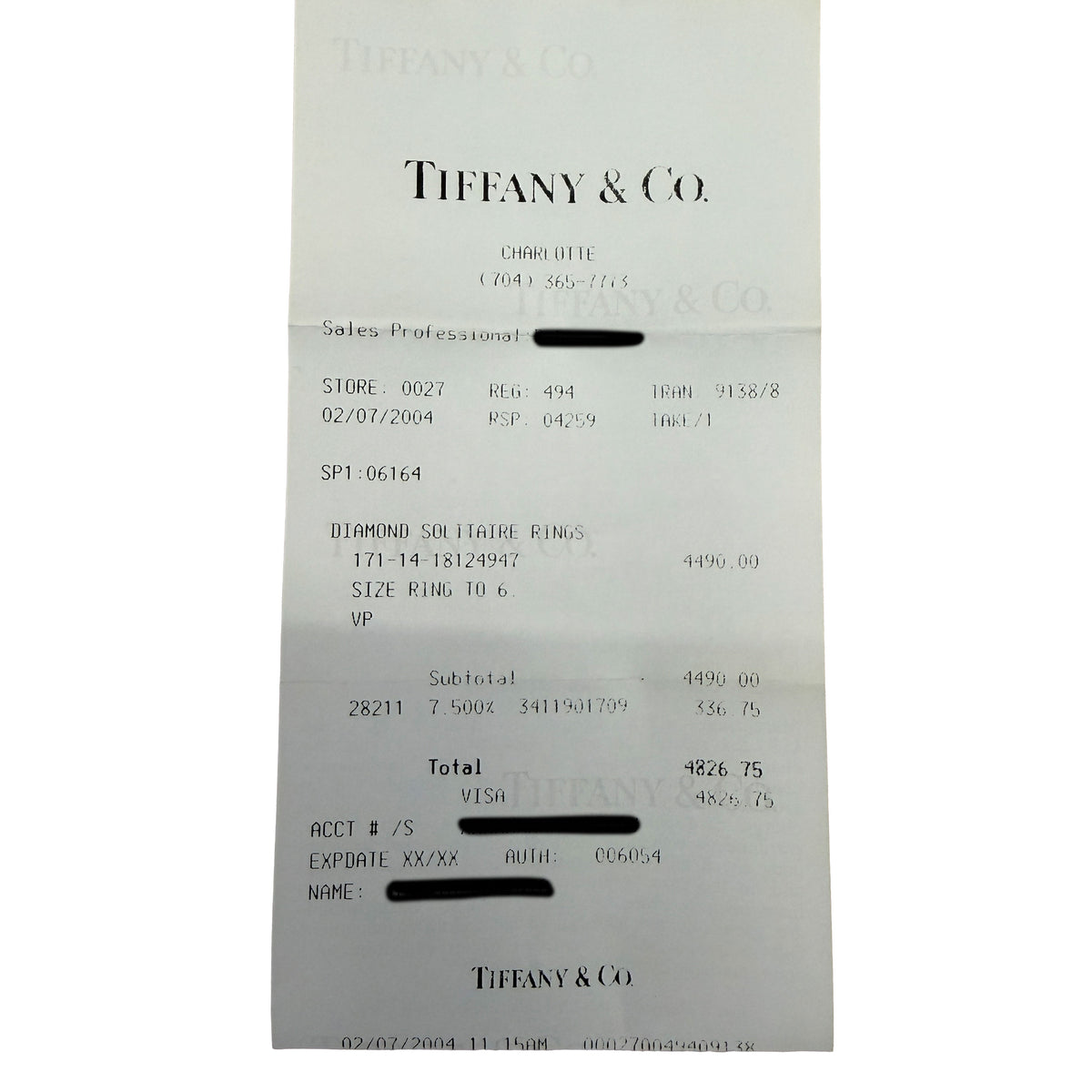 Tiffany & Co. 0.42 ct Round Brilliant Diamond Ribbon Engagement Ring stamp