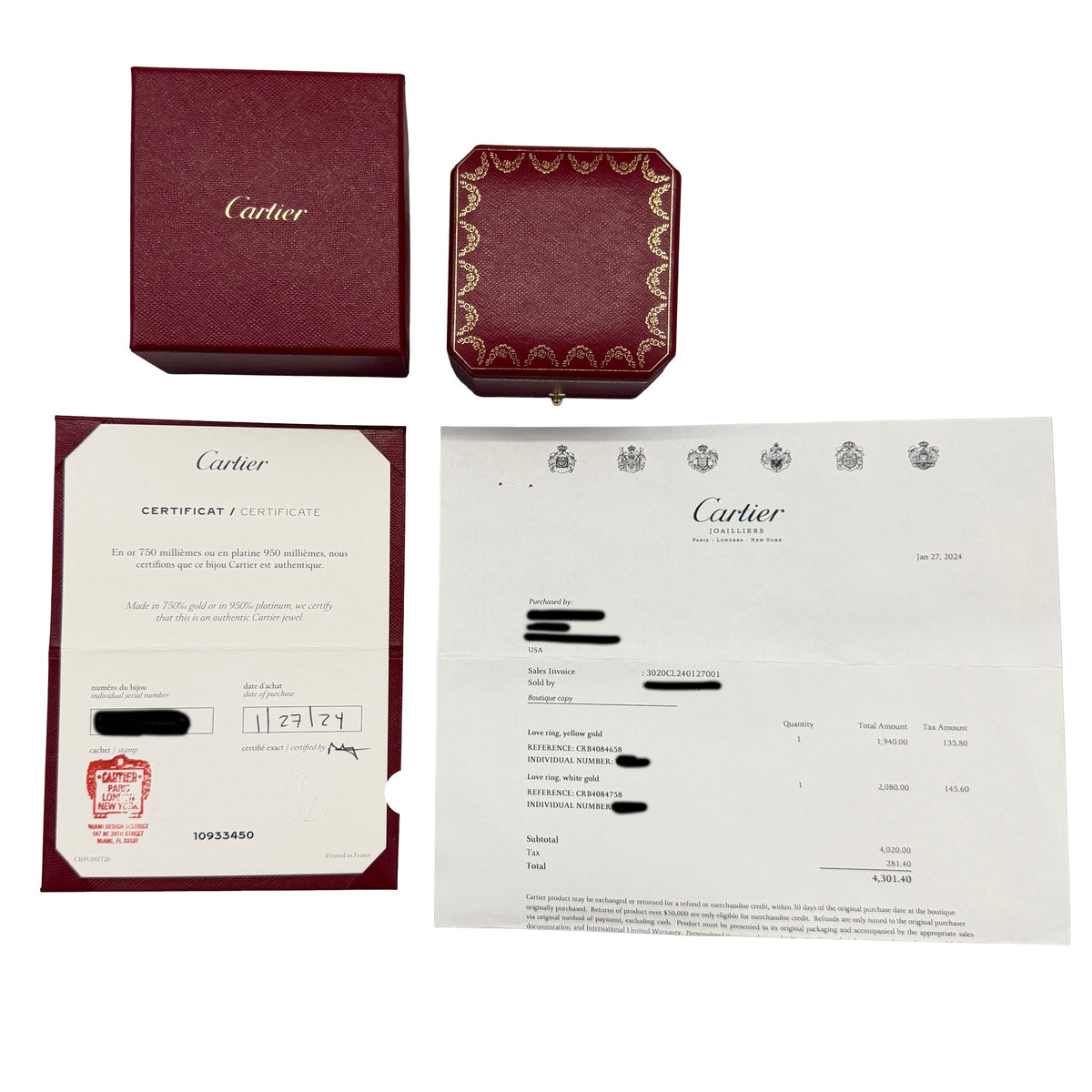 Cartier White Gold  Love Ring box