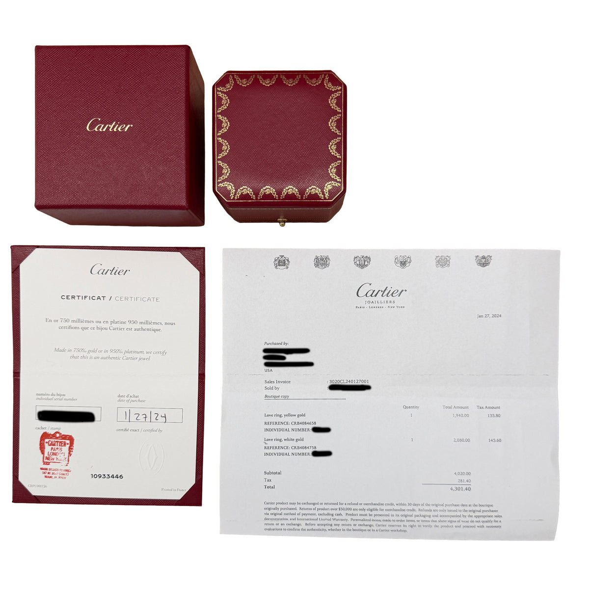 Cartier Yellow Gold  Love Ring box