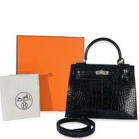 Hermès Bleu Marine Mississippiensis Shiny Alligator Sellier Kelly 25 PHW Handbag 10