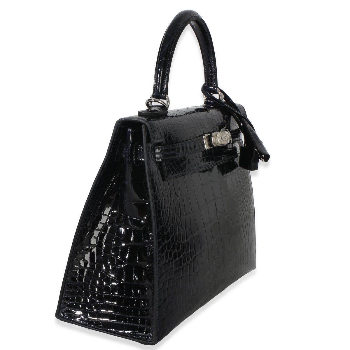 Hermès Bleu Marine Mississippiensis Shiny Alligator Sellier Kelly 25 PHW Handbag 3