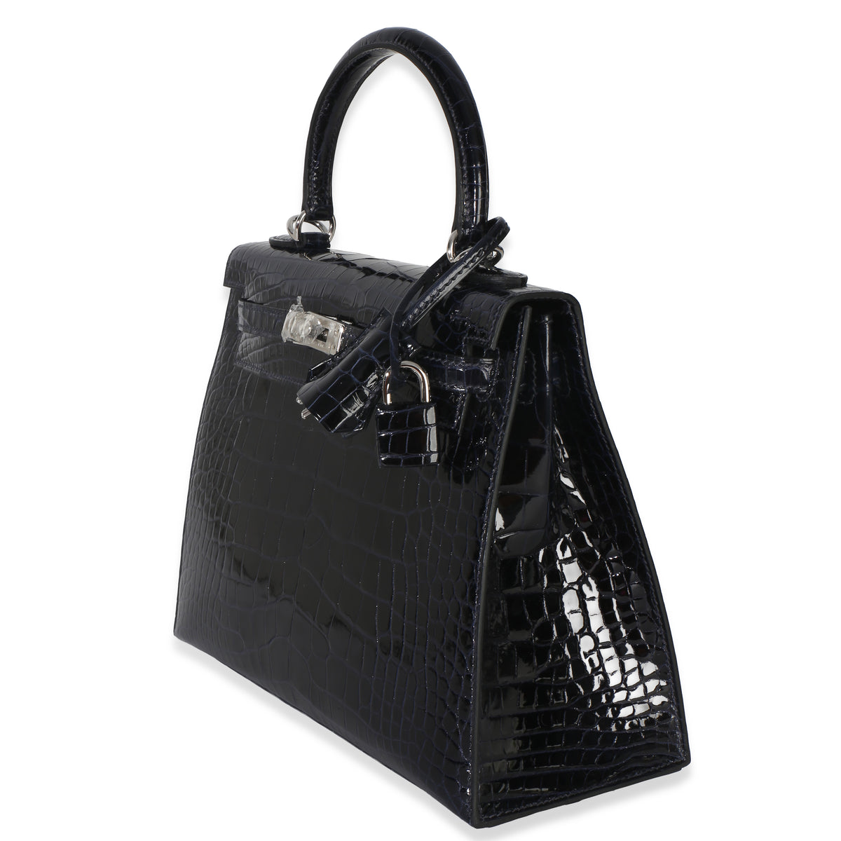 Hermès Bleu Marine Shiny Alligator Mississippiensis Sellier Kelly 25 PHW Handbag 2