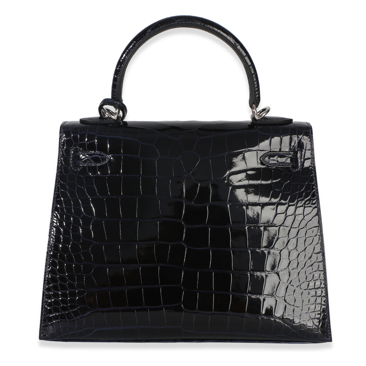 Hermès Bleu Marine Shiny Alligator Mississippiensis Sellier Kelly 25 PHW Handbag 4