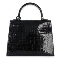 Hermès Bleu Marine Shiny Alligator Mississippiensis Sellier Kelly 25 PHW Handbag 4