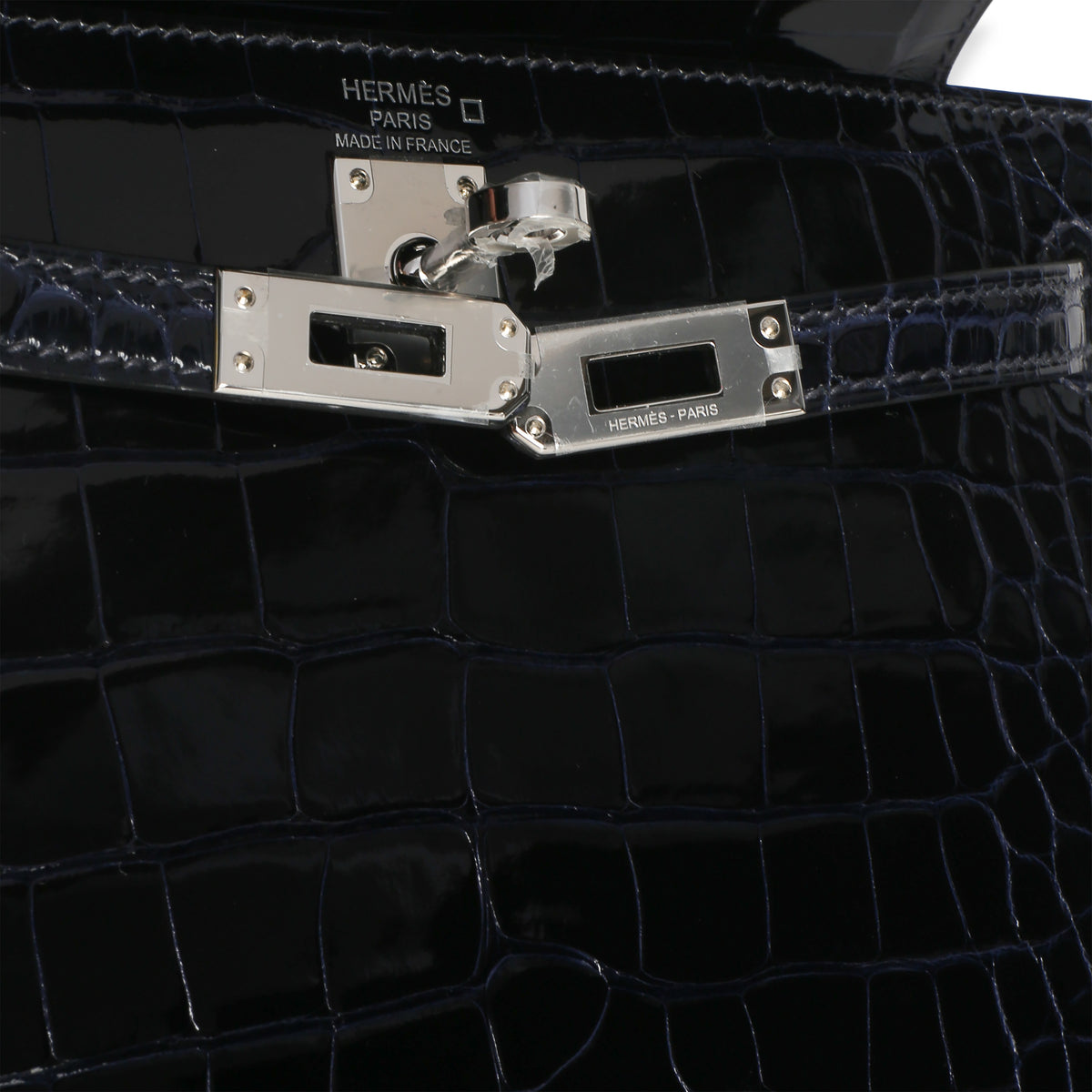 Hermès Bleu Marine Shiny Alligator Mississippiensis Sellier Kelly 25 PHW Handbag 8