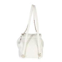 Chanel White Quilted Lambskin Small Duma Drawstring Backpack Handbag 4