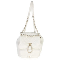 Chanel White Quilted Lambskin Small Duma Drawstring Backpack Handbag 5