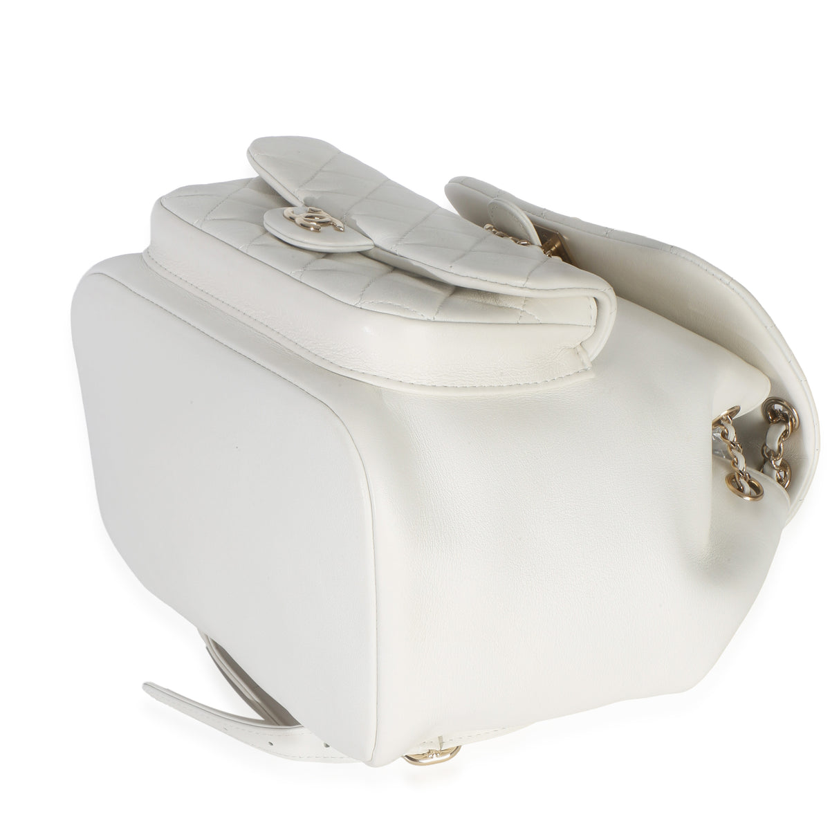 Chanel White Quilted Lambskin Small Duma Drawstring Backpack Handbag 7
