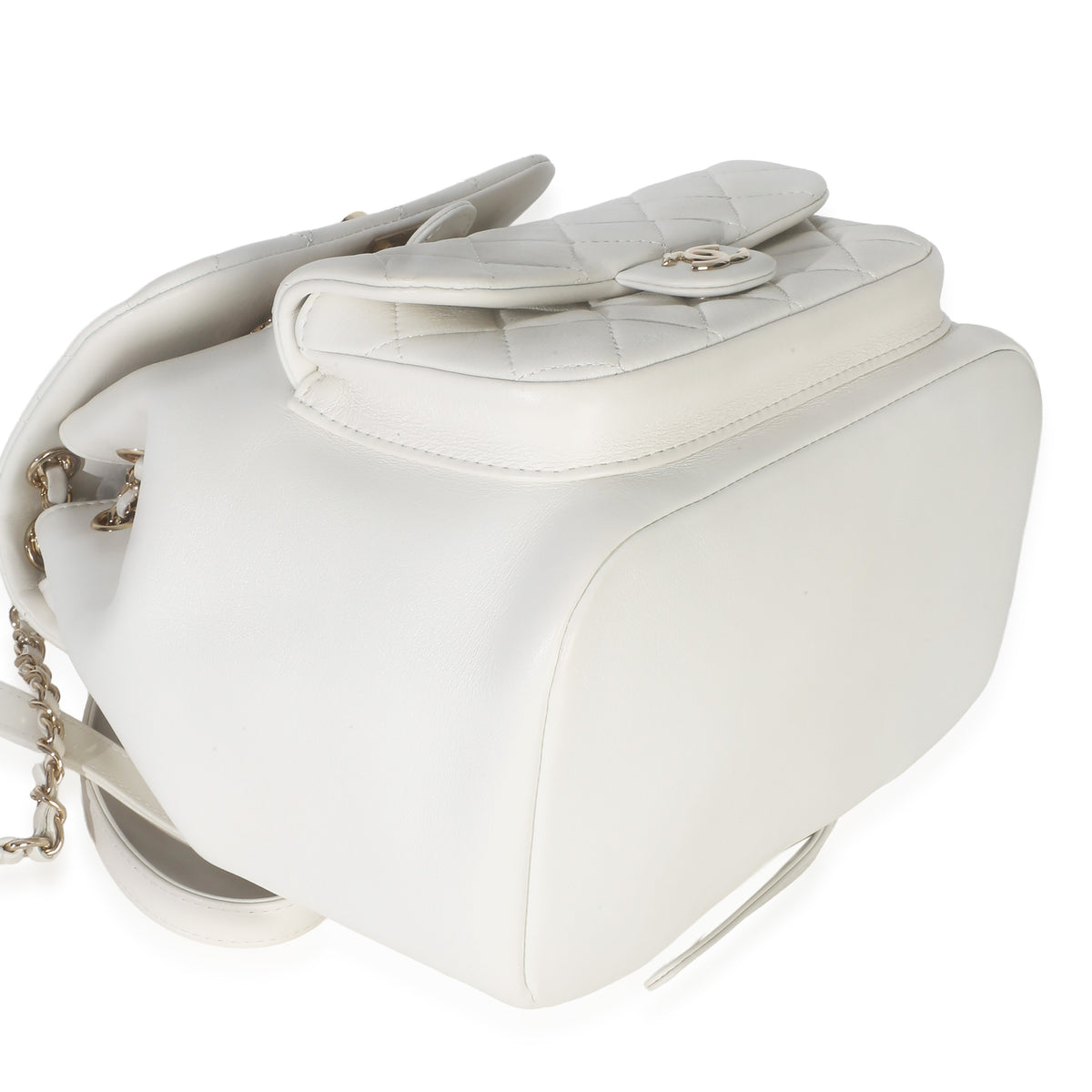 Chanel White Quilted Lambskin Small Duma Drawstring Backpack Handbag 8