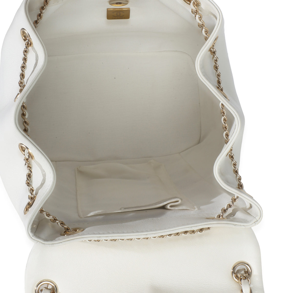 Chanel White Quilted Lambskin Small Duma Drawstring Backpack Handbag 9