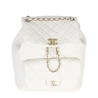 Chanel White Quilted Lambskin Small Duma Drawstring Backpack Handbag fv