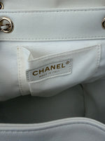 Chanel White Quilted Lambskin Small Duma Drawstring Backpack Handbag