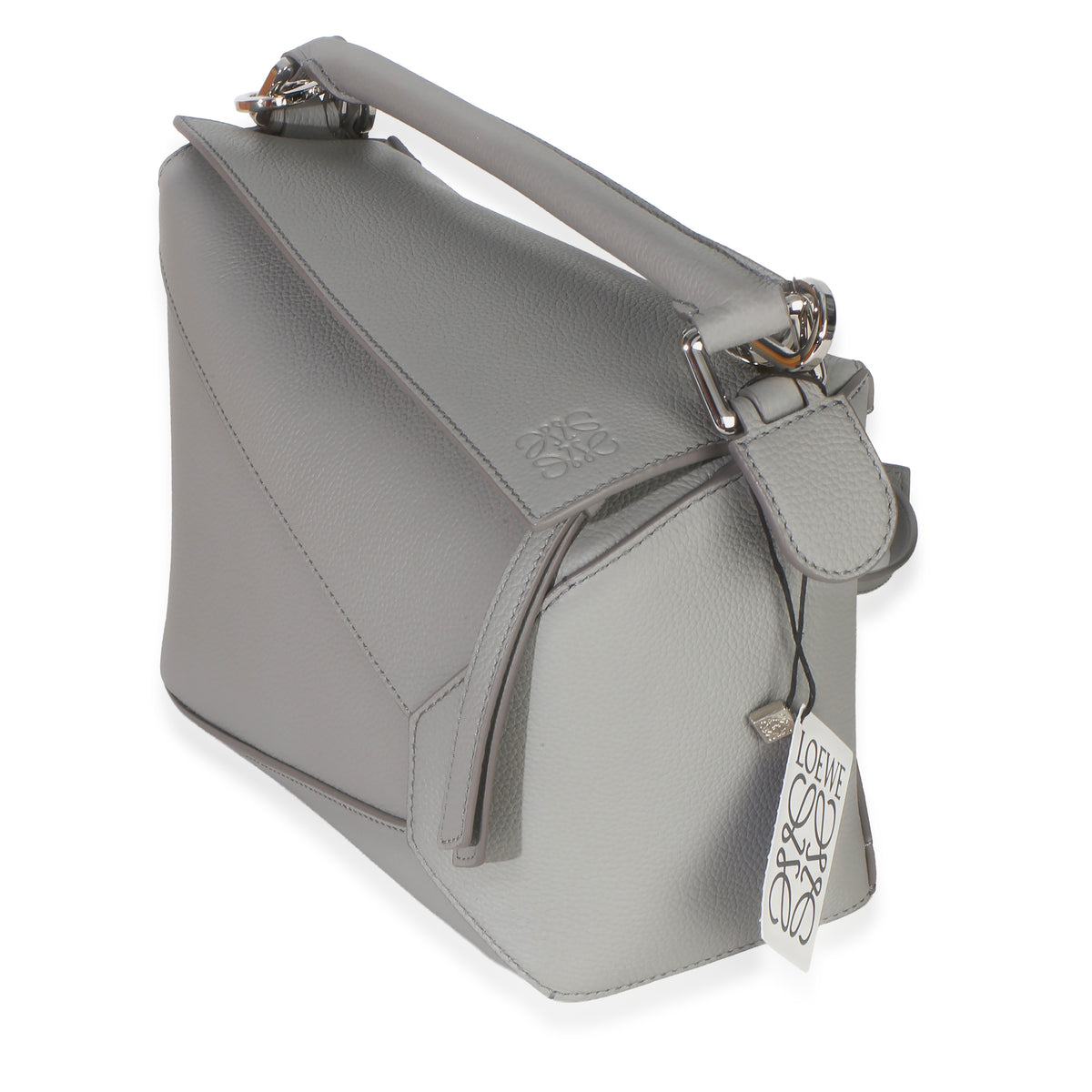 Loewe Light Grey Grained Calfskin Small Puzzle Edge Bag Handbag 2
