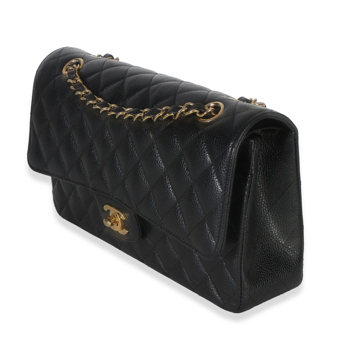 Chanel Black Quilted Caviar Medium Classic Double Flap Handbag Handbag 2