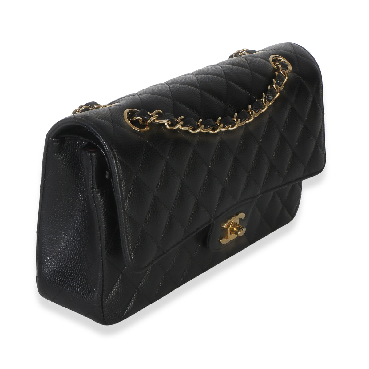 Chanel Black Quilted Caviar Medium Classic Double Flap Handbag Handbag 3