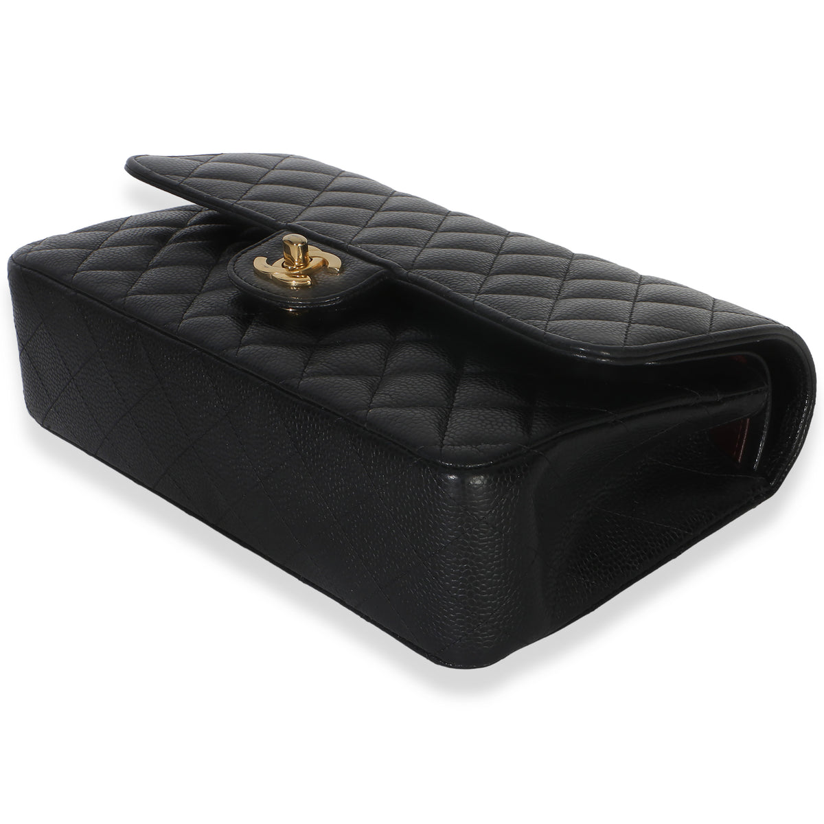 Chanel Black Quilted Caviar Medium Classic Double Flap Handbag Handbag 6